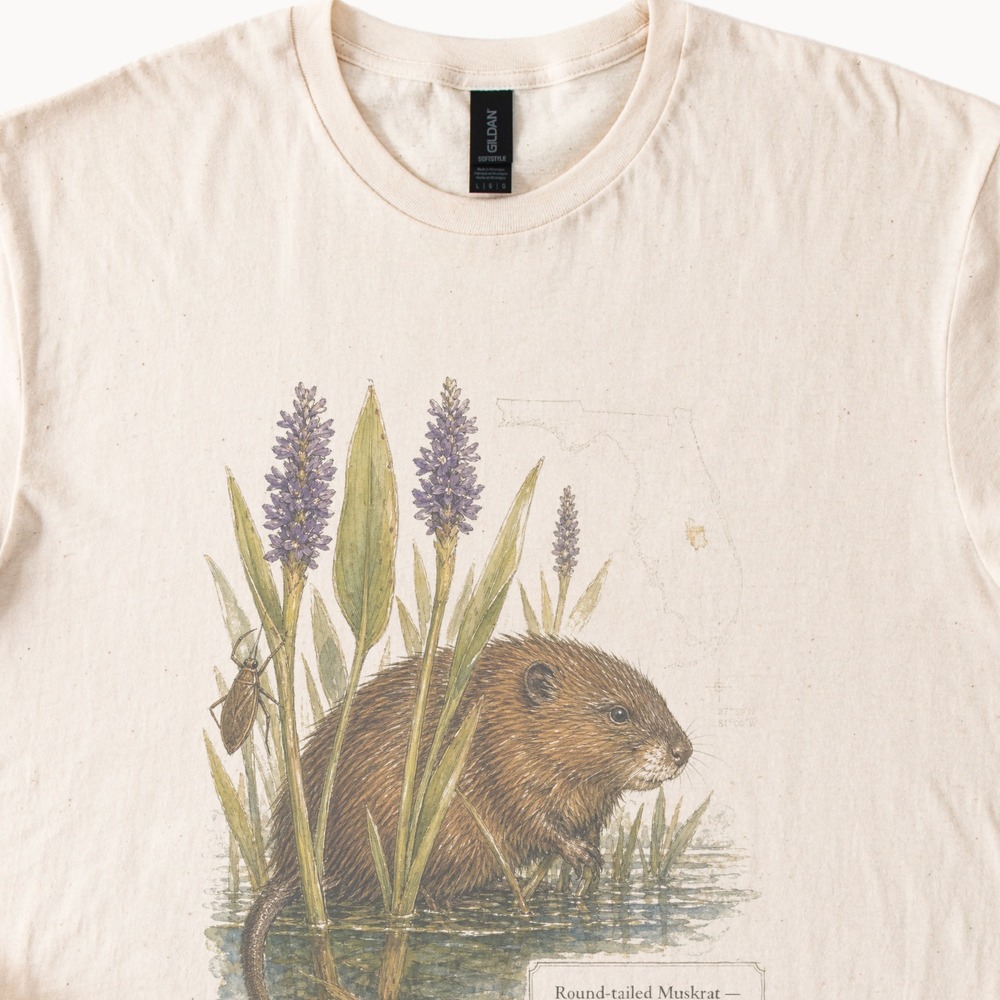 Muskrat Illustration Boho Tee Naturalistic Design